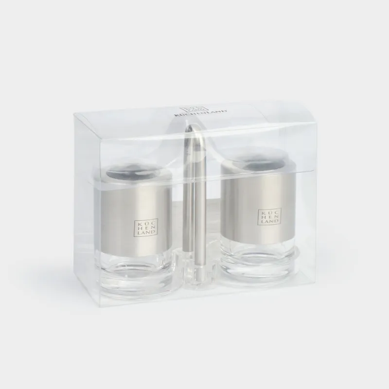 Набор для соли и перца, 13 см, на подставке, акрил/сталь, Classic, image-9