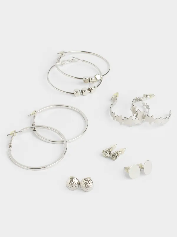 Серьги-пусеты, 12 шт, металл, серебристые, Jewelry, image-0