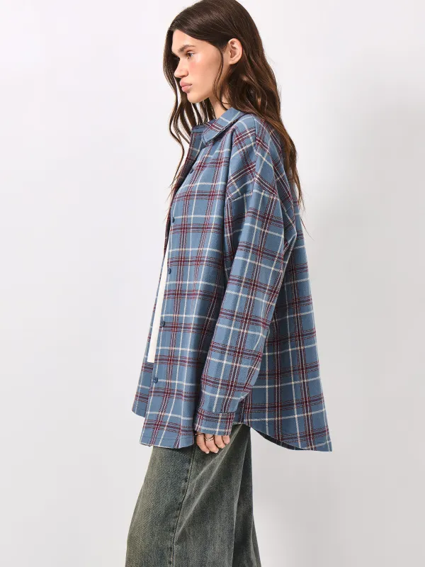 Рубашка с длинным рукавом, бордово-голубая, Jamie, image-3