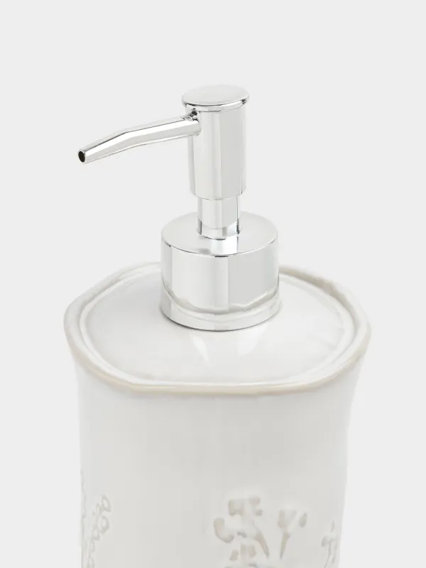 Диспенсер для жидкого мыла, 420 мл, керамика/пластик, бежевый, Травы, Hebe, image-2