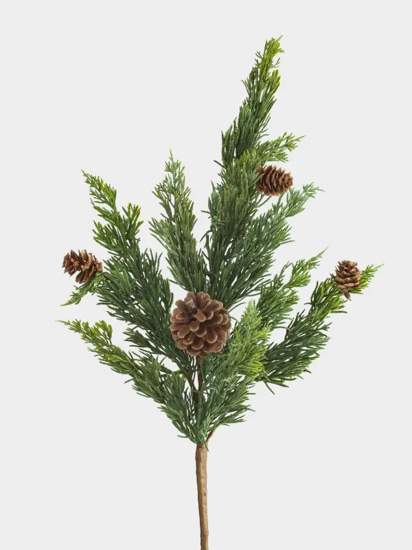 Ветка декоративная, 91 см, полиэтилен/пенопласт, Хвоя с шишками, Conifer decor, image-1