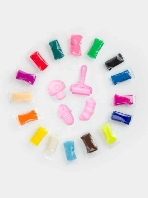 Набор для творчества, 20 пр, пластилин, с формочкой и валиком, розовый, Овощи, Childhood, image-1