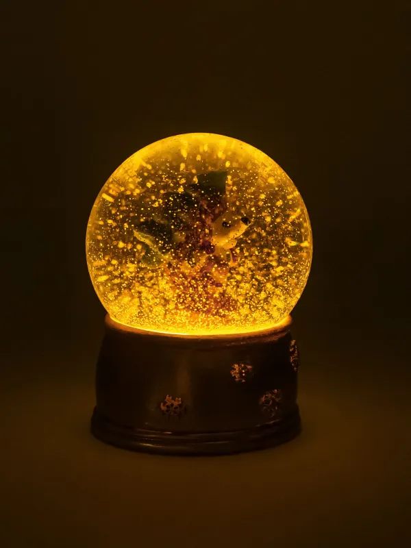 Снежный шар, 8 см, с подсветкой, стекло/полирезин, золотистый, Еж с елкой, Golden style, image-5