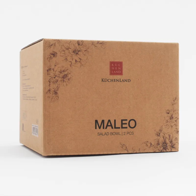 Салатник, 14x7 см, 620 мл, 2 шт, фарфор P, белый, Бежевые цветы, Maleo, image-6