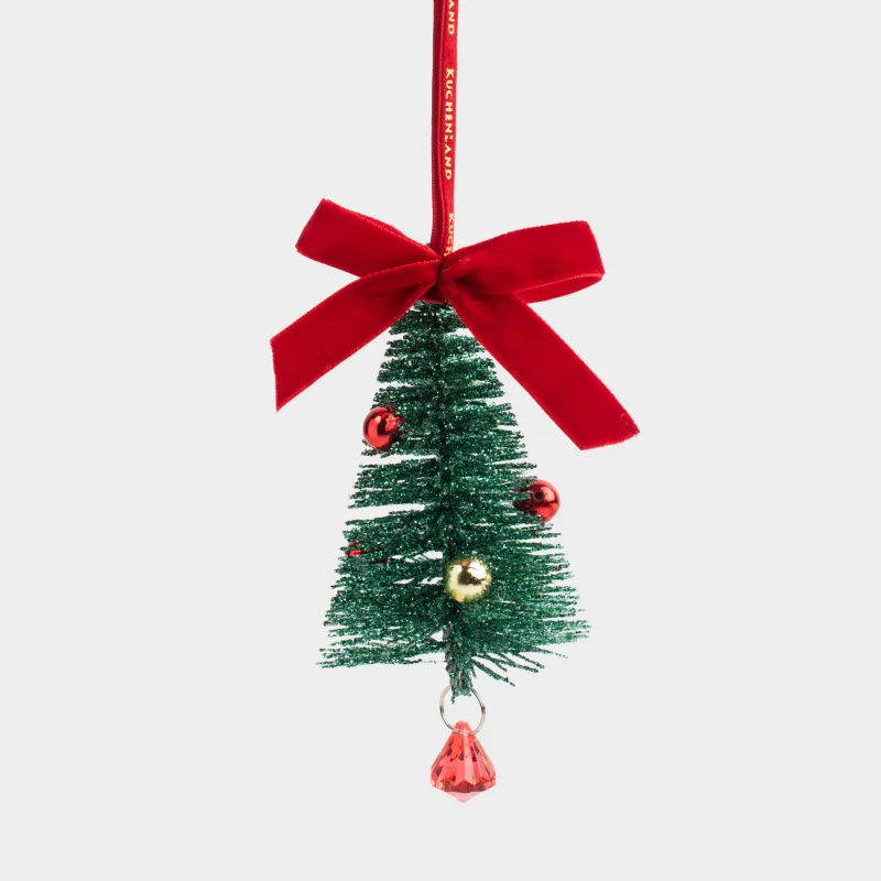 Игрушка елочная, 12 см, пластик/металл, зеленая, Елка с кристаллами, Spruce bell