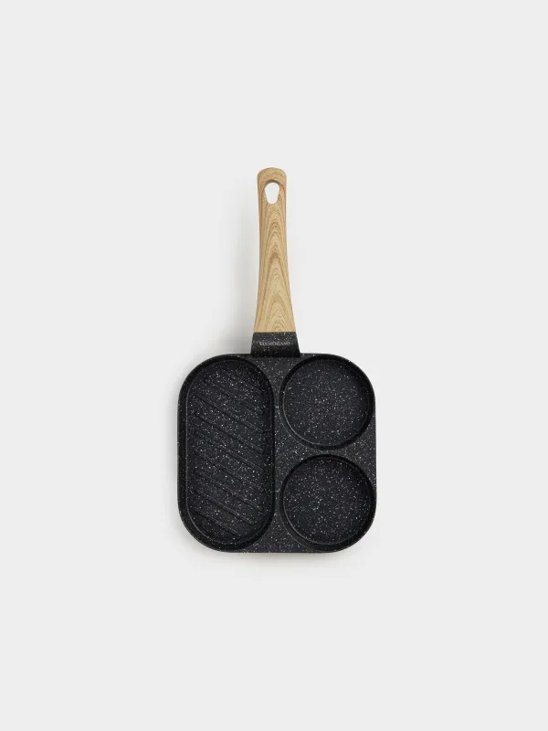 Сковорода-гриль, 20 см, 3 отд, с покрытием, алюминий, квадратная, Action, image-1