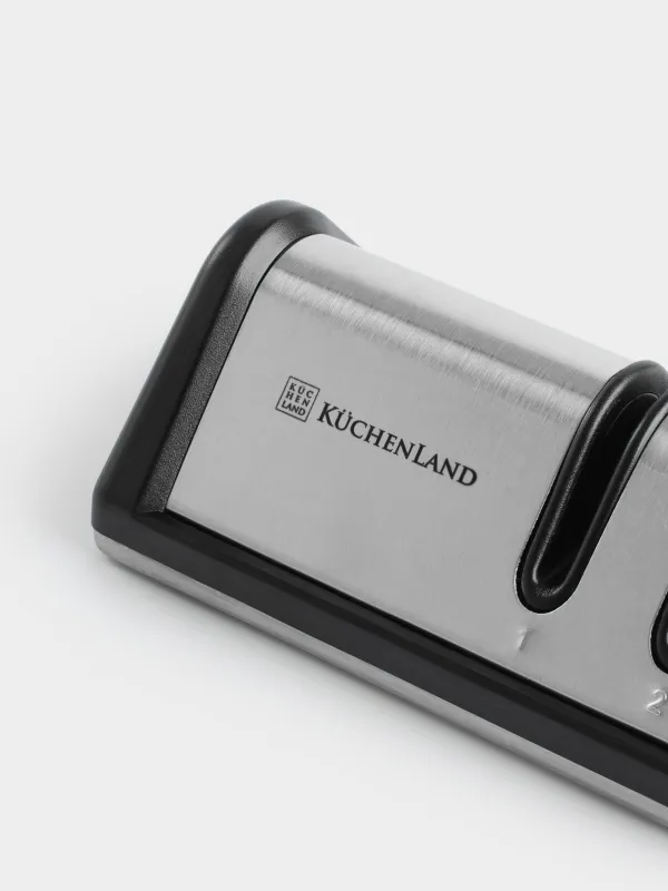 Точило для ножей, 10 см, два этапа заточки, пластик/сталь, черное, ромб, Accessories, image-3