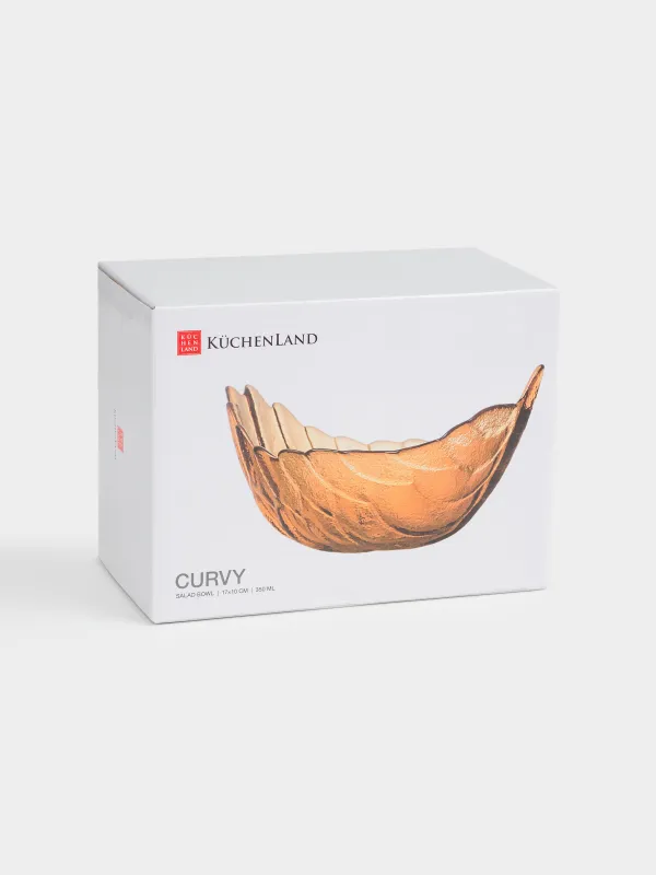 Салатник, 17х10 см, 350 мл, стекло, янтарный, Лист, Curvy, image-5