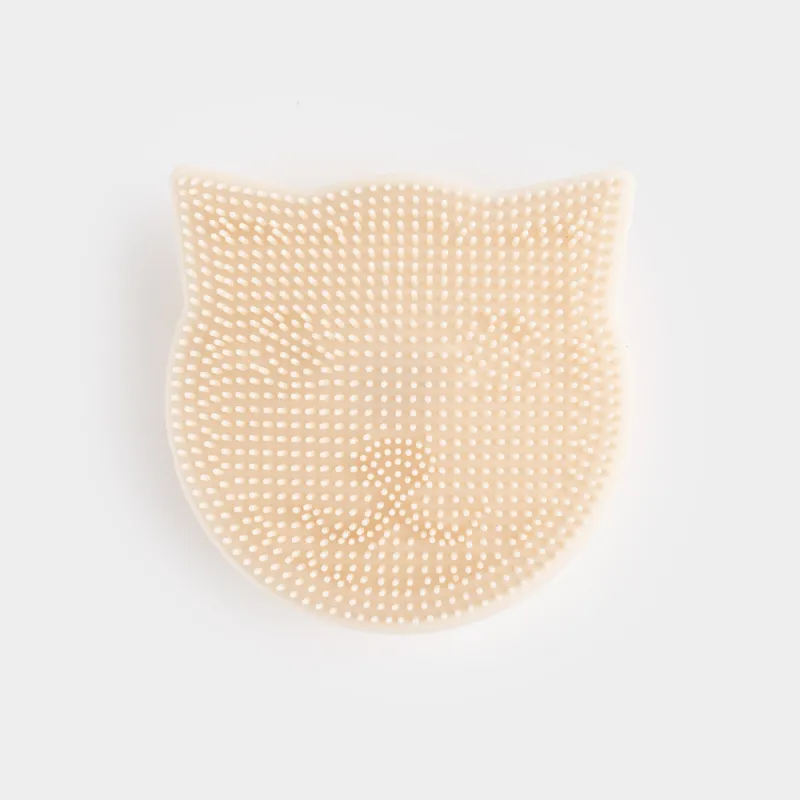 Щетка для очищения лица, 6 см, массажная, на присоске, силикон, бежевая, Кот, Manny