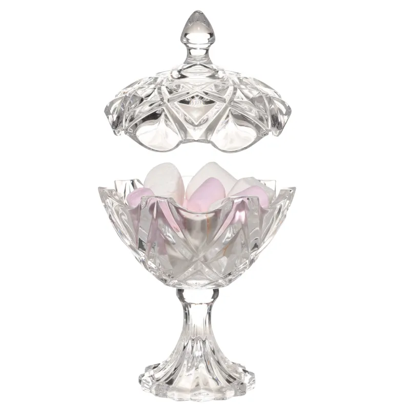 Конфетница, 21х12 см, на ножке, с крышкой, стекло Р, Цветок, Villari, image-3