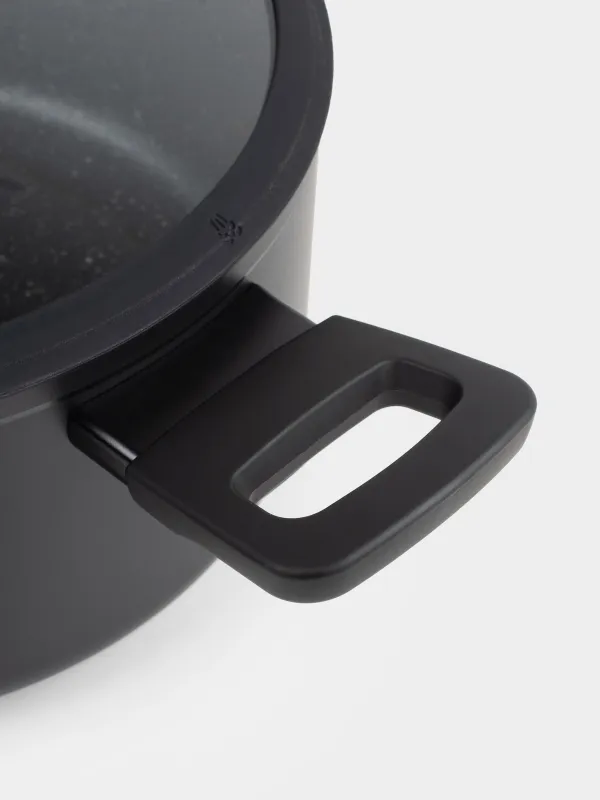 Кастрюля, 24 см, 4,7 л, с крышкой, с покрытием, алюминий, черная, Black rock, image-3