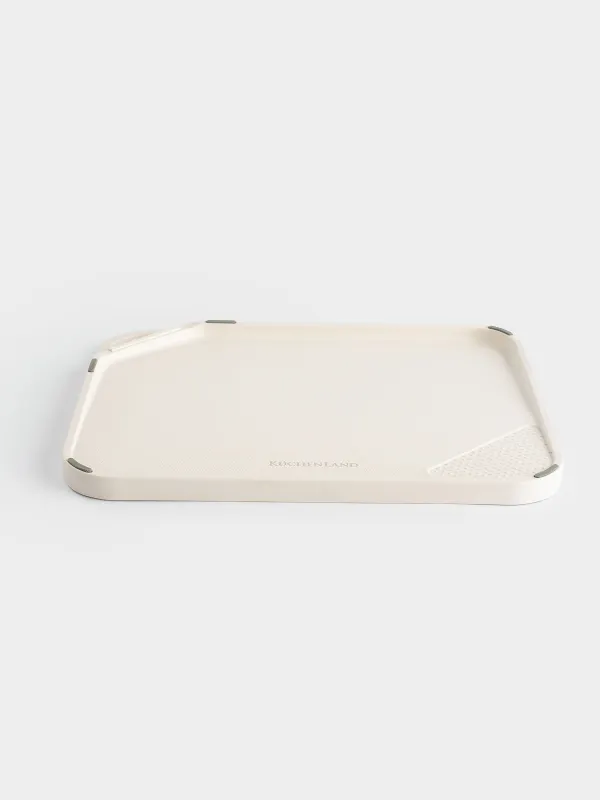 Доска разделочная, 28х23 см, с точилом/теркой для чеснока, пластик, бежевая, Soft kitchen, image-1