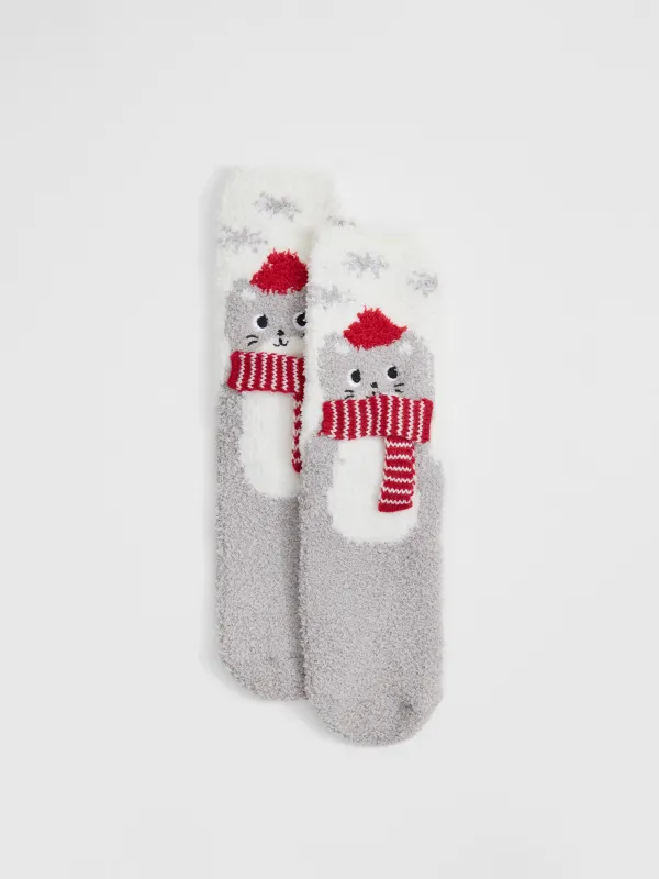 Носки домашние в коробке, Кот в шарфе, Merry, image-2