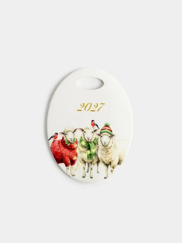 Подставка под горячее, 15x20 см, Овечки в шарфах, Sheep trio, image-0