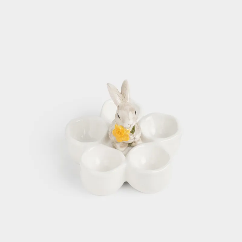 Блюдо пасхальное, 14х11 см, Кролик с цветком, Rabbit in narcis