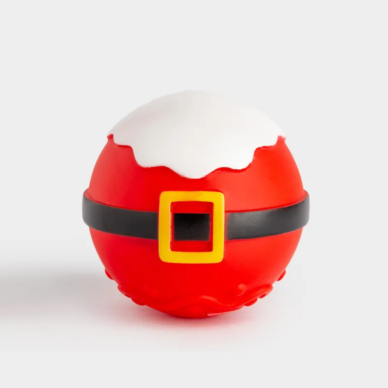 Игрушка для собак, 8 см, с пищалкой, резина, красная, Мяч Санты, Christmas pet