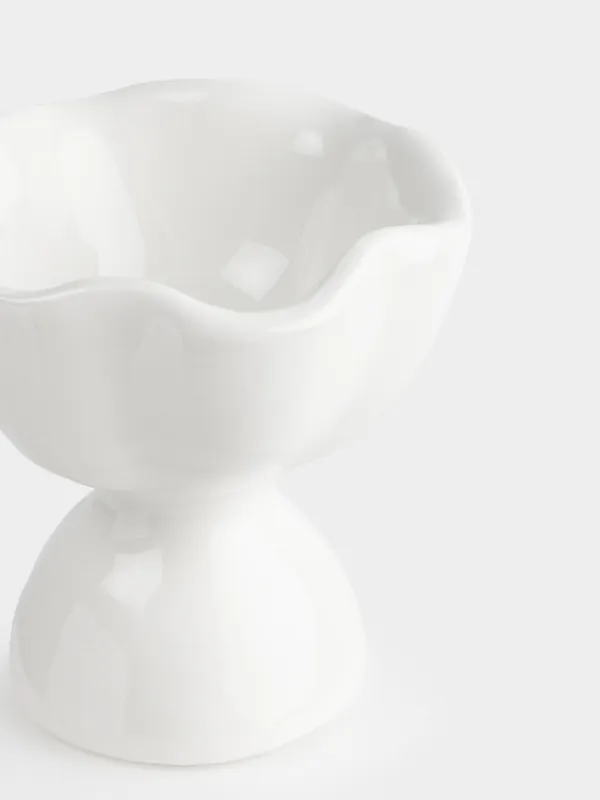 Подставка для яйца, 6 см, керамика D, молочная, Волнистый край, Crumple, image-2