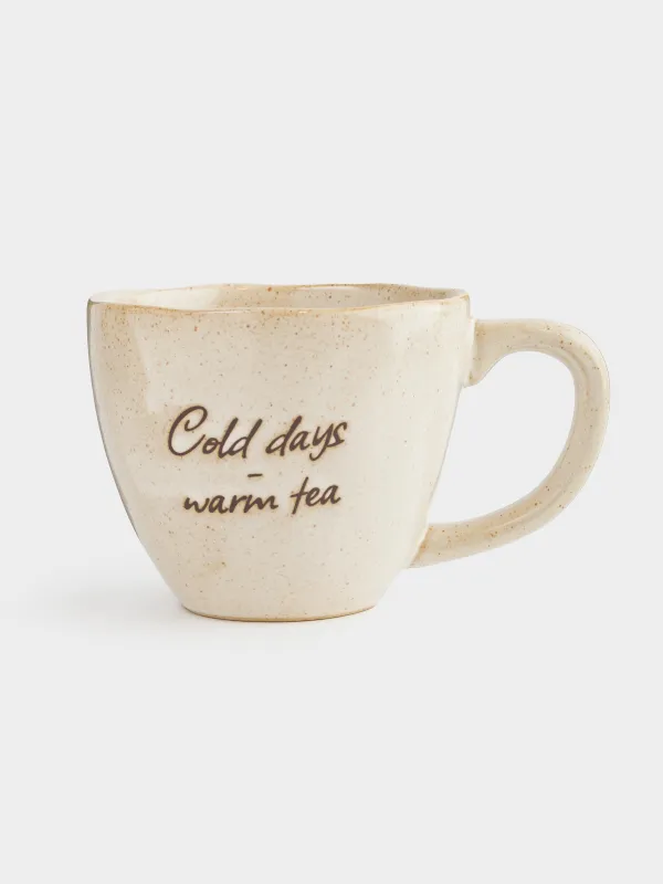 Кружка, 370 мл, керамика R, молочная, в крапинку, Еж внутри, Delicia, image-0