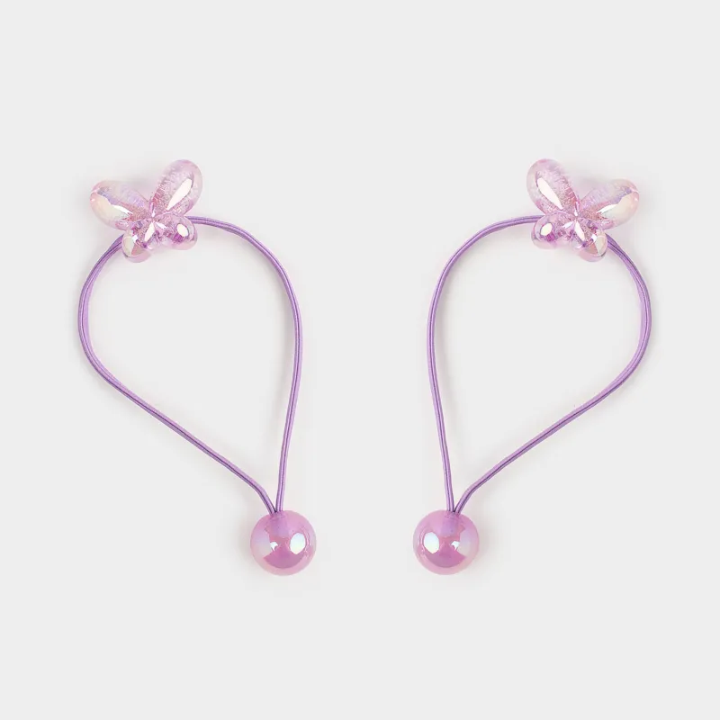 Резинка для волос, 9 см, 2 шт, акрил/полиэстер, лиловая, Бабочка, Gracile