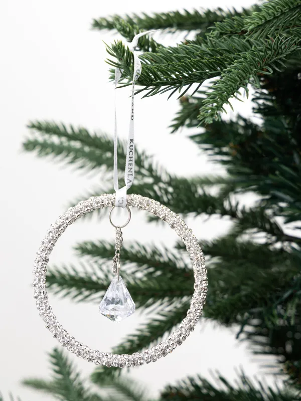 Игрушка елочная, 8 см, акрил/металл, серебристая, Подвеска с кристаллом, Ice crystal, image-2