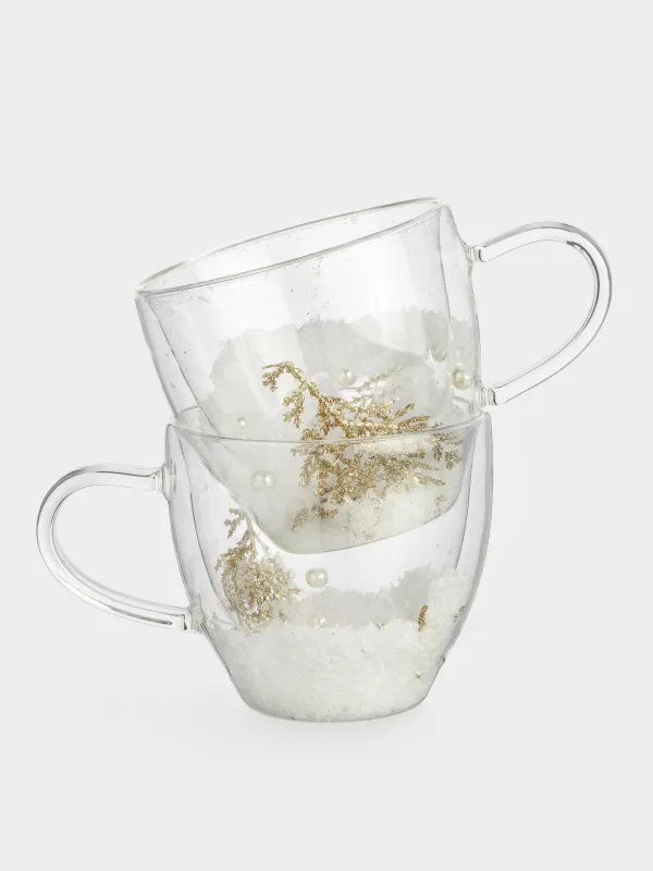 Кружка, 300 мл, 2 шт, с заснеженными ветками, Air decor, image-0