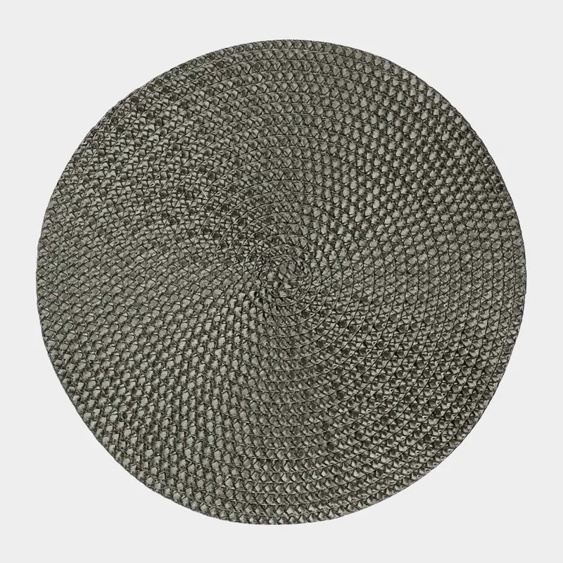 Салфетка под приборы, 38 см, полипропилен/ПЭТ, круглая, темно-зеленая, Circle braid