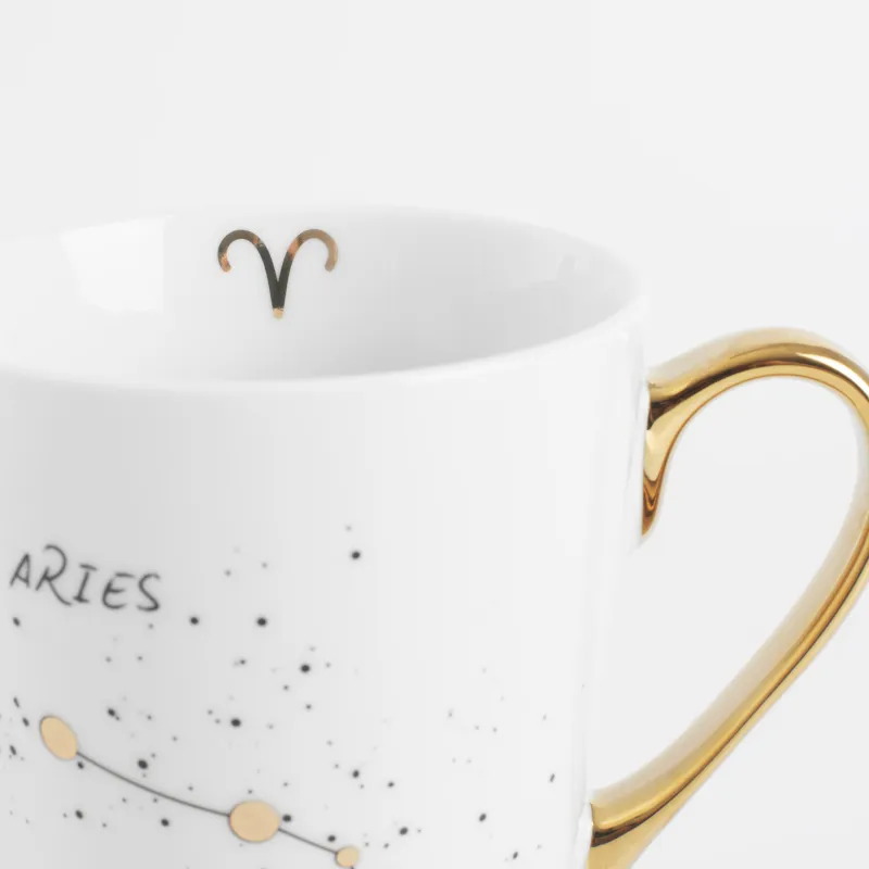 Кружка, 400 мл, фарфор N, молочно-золотистая, Овен, Zodiac, image-3