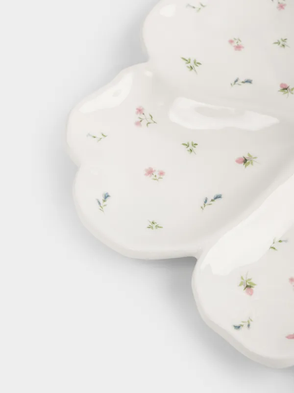 Подставка для закусок, 25х17 см, 5 отд, с ручкой, керамика/сталь, Нежные цветы, El floria, image-3