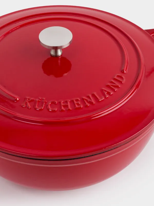 Казан, 27 см, 4,5 л, с крышкой, чугун, красный, Bright, image-3