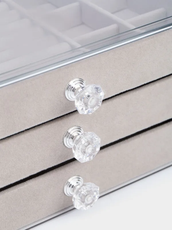 Шкатулка для украшений, 22х13 см, пластик/вельвет, серая, Affluence, image-4