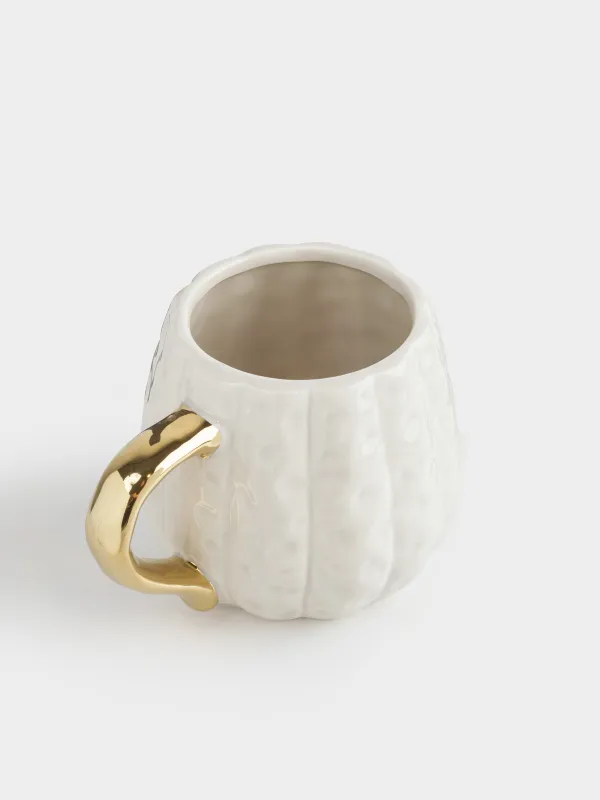 Кружка, 480 мл, фарфор P, молочно-золотистая, Тыква, Golden glow, image-1