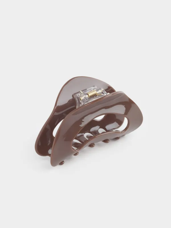 Заколка для волос, 9 см, пластик/металл, коричневая, перламутр, Крабик, Hair basic, image-4