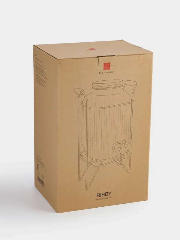 Диспенсер для напитков, 4 л, на подставке, стекло Р/металл, черный, Ribby, image-4