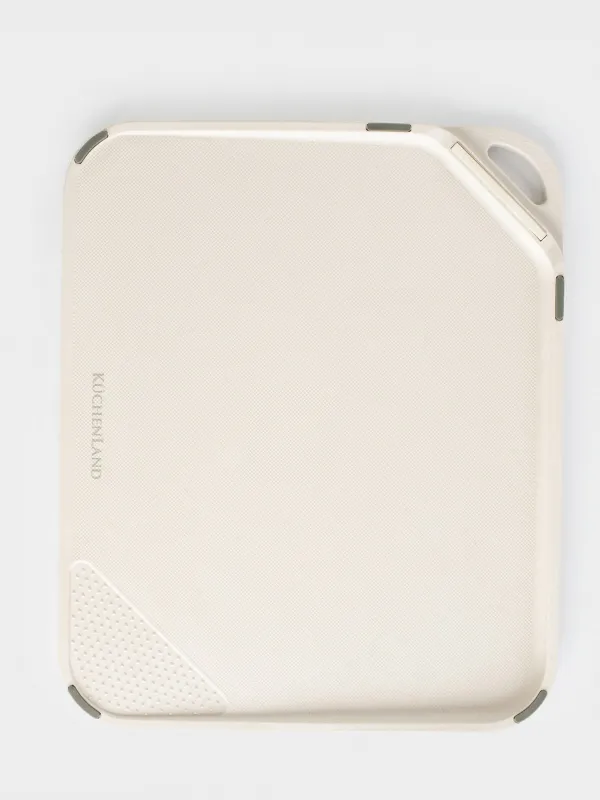 Доска разделочная, 28х23 см, с точилом/теркой для чеснока, пластик, бежевая, Soft kitchen, image-0