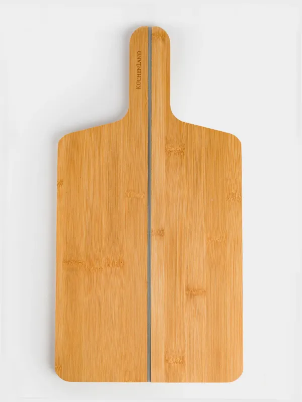 Доска разделочная, 40х21 см, складная, с ручкой, бамбук/силикон, прямоугольная, Bamboo, image-0