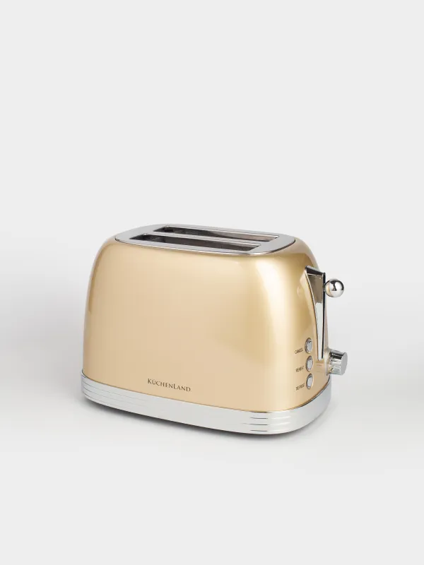 Тостер электрический, 685-815 Вт, 6 режимов, металл/пластик, золотистый, Vintage kitchen, image-1