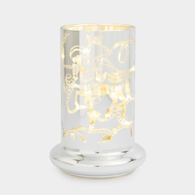 Светильник декоративный, 15 см, стекло/пластик, серебристый, Лошади, Silver style