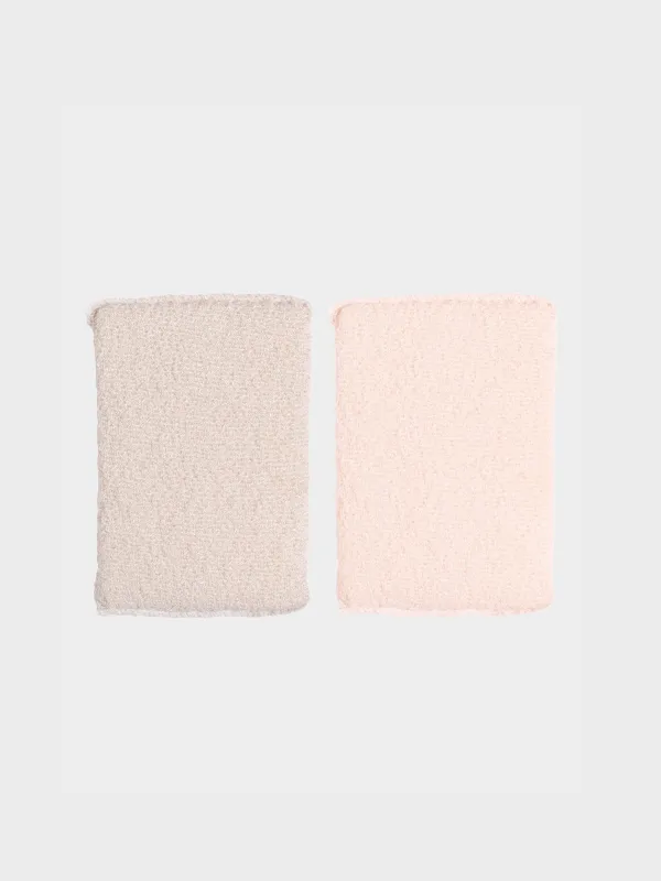 Губка для мытья посуды, 14х9 см, 2 шт, микрофибра/поролон, бежевая, Clean, image-0