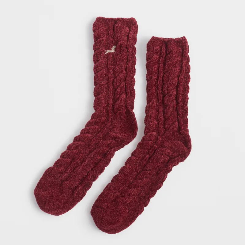 Носки женские, бордовые, Knitted chenill