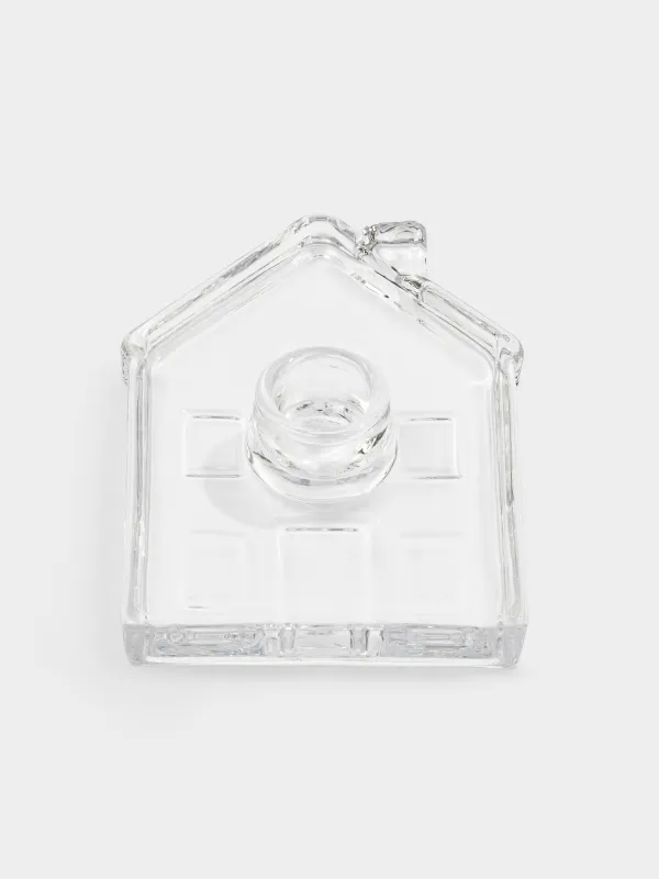 Подсвечник, 14 см, для тонкой свечи, стекло, House shape, image-1