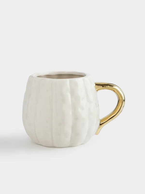 Кружка, 480 мл, фарфор P, молочно-золотистая, Тыква, Golden glow, image-0