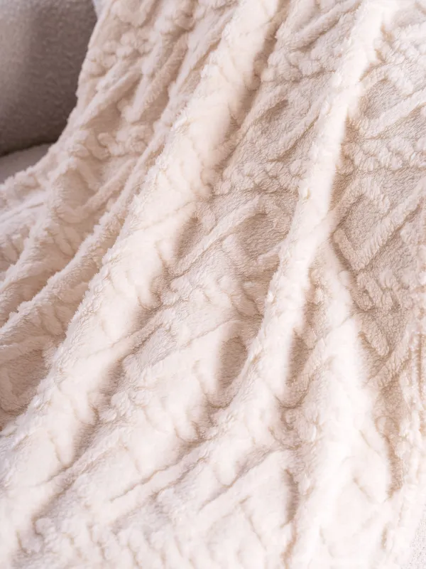 Плед, 130х170 см, шерпа, молочный, Косы, Sherpa, image-1