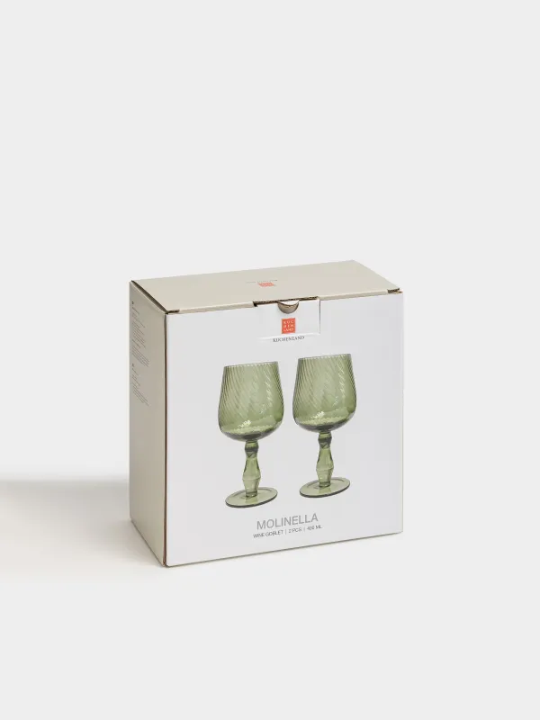 Бокал-кубок для вина, 400 мл, 2 шт, стекло, зеленый, Molinella, image-4