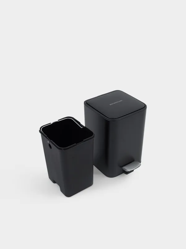Емкость для мусора, 5 л, с педалью,Total black, image-4
