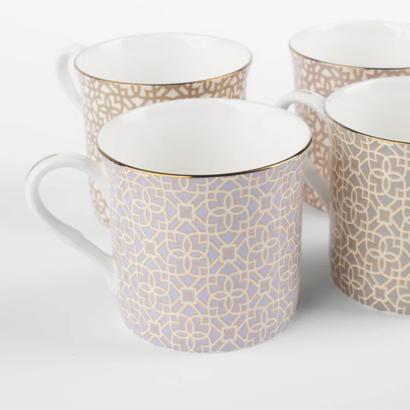 Кружка, 330 мл, 4 шт, фарфор F, микс, с золотистым кантом, Орнамент, Liberty, image-2