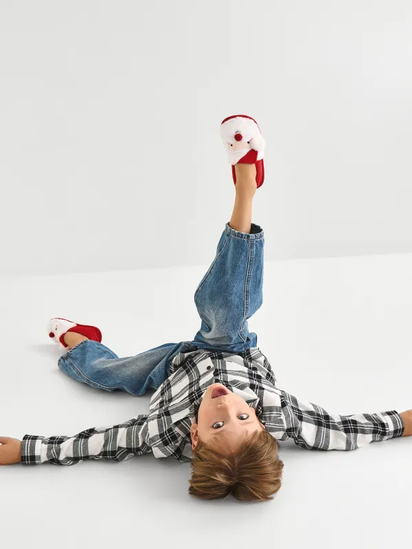 Тапочки детские, домашние, флис, красно-белые, Санта, Generous, image-6