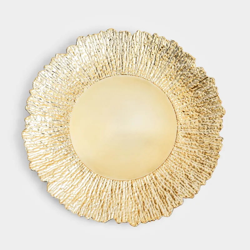 Тарелка подстановочная, 33 см, пластик, золотистая, Льдина, Plastic ice