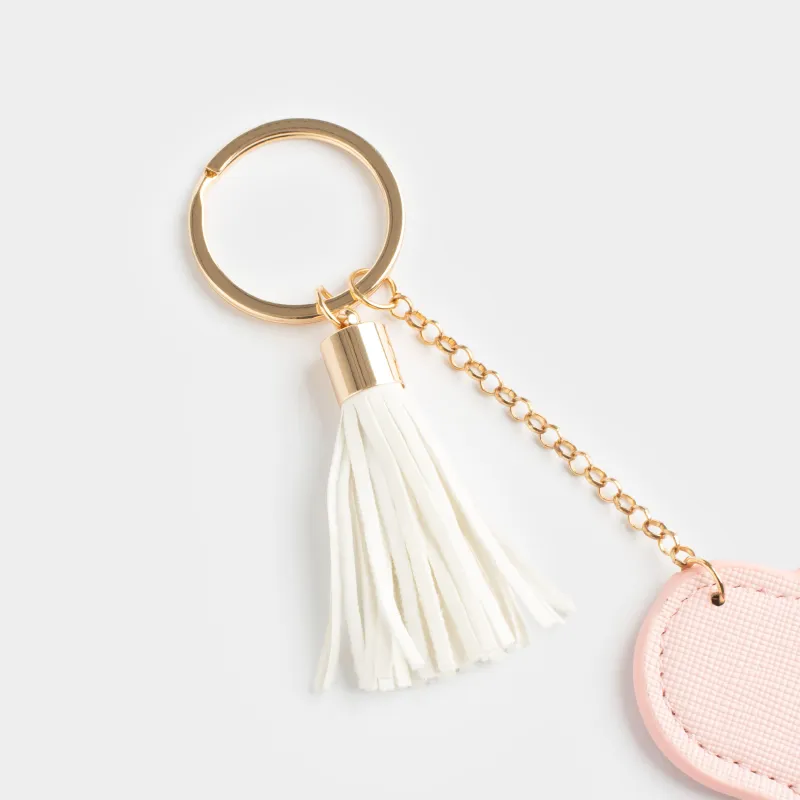 Брелок, 12 см, с кисточкой, полиуретан/металл, розовый, Сердце, Keychain heart, image-2