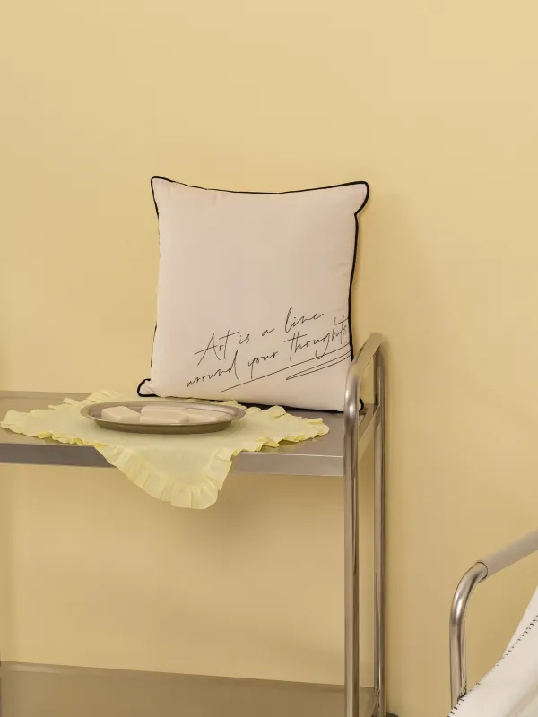 Подушка декоративная, 45х45 см, вельвет, молочная, Art is a line around your thoughts, Scroll, image-7