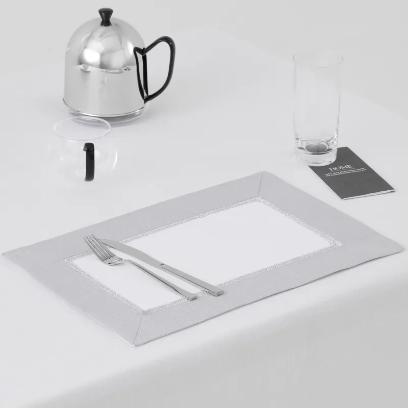 Салфетка под приборы, 30х45 см, 2 шт, с люрексом, полиэстер, бело-серая, Milky way